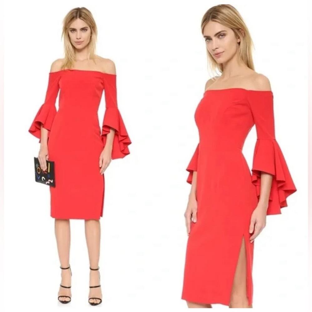 MILLY Flame Red Selena Slit Dress Size:10